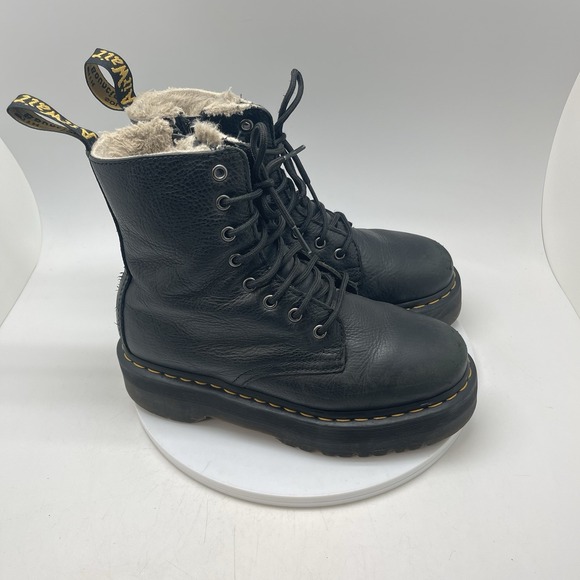 Dr. Martens Shoes - Dr Martens Boots Womens Size 8 Jadon Faux Fur Lined Black Leather Ankle Platform